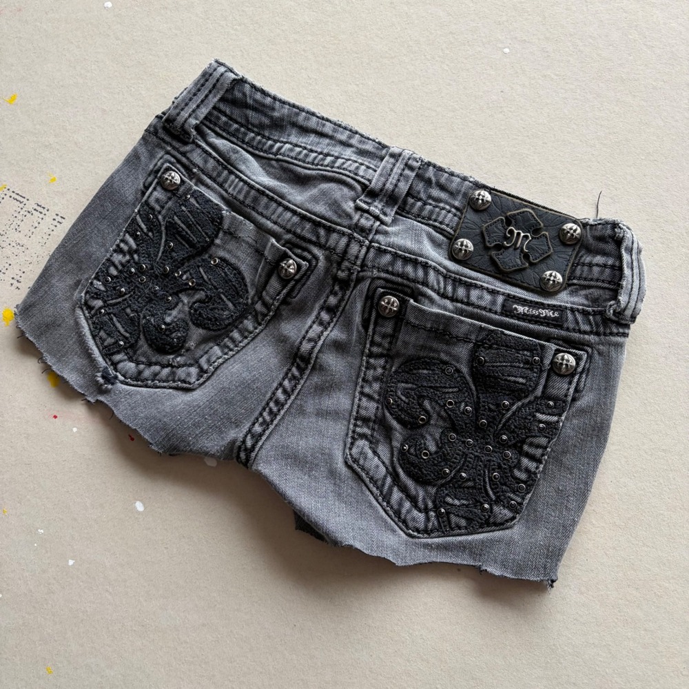 Y2K black low rise Miss Me Denim booty shorts